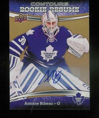 2015-16 UD Contours Rookie Resume Gold Auto #RR10 Antoine Bibeau Maple Leafs